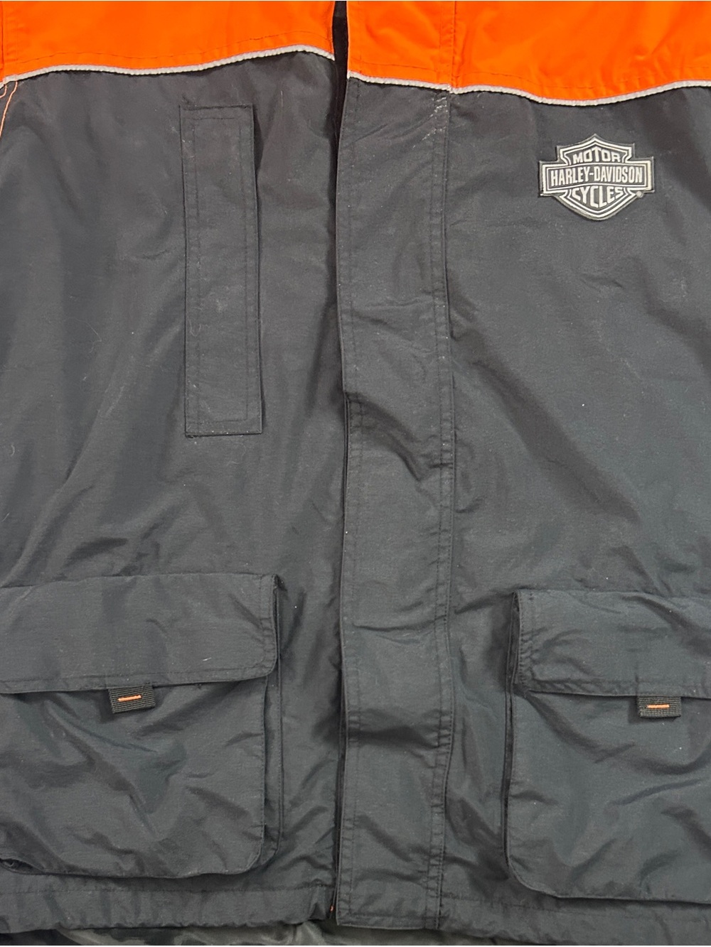 Harley-Davidson Mens S Black Orange Hooded Reflective Windbreaker Jacket - Picture 5 of 10